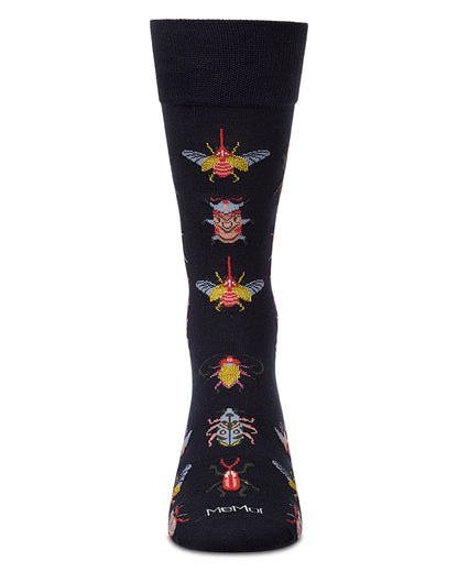 Men's "Bug Family" Rayon-Blend Fine-Gauge Novelty Crew Sock