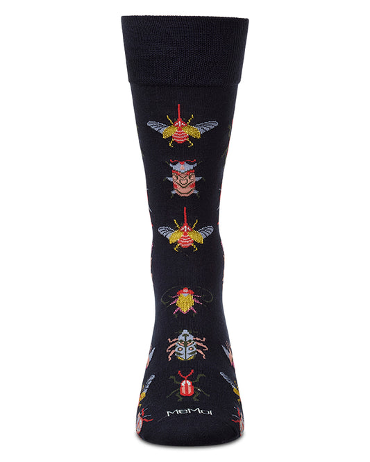 Men's "Bug Family" Rayon-Blend Fine-Gauge Novelty Crew Sock