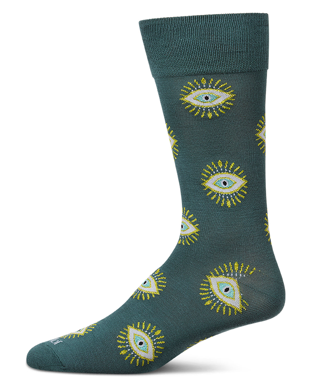 Men's "Evil Eye" Rayon-Blend Fine-Gauge Novelty Crew Sock
