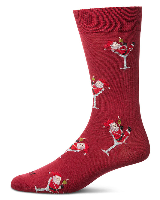Men's "Santa Cocktail" Holiday Novelty Crew Sock