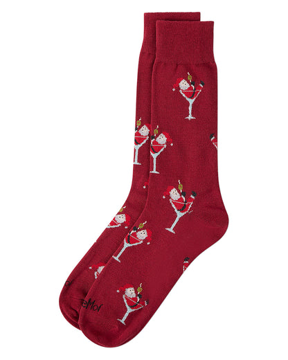 Men's "Santa Cocktail" Holiday Novelty Crew Sock