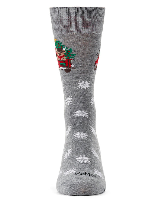Men's "Highland Cow Holiday Truck" Christmas Novelty Crew Sock