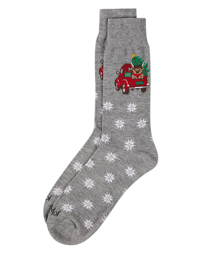 Men's "Highland Cow Holiday Truck" Christmas Novelty Crew Sock