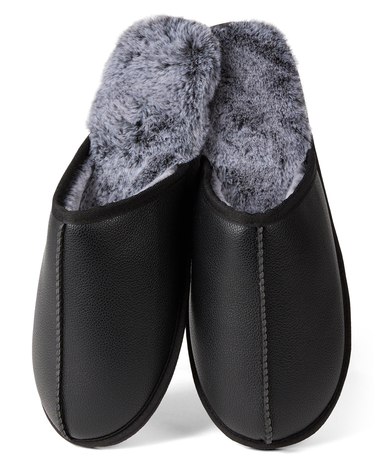 Men's Plush-Lined Vegan Leather Scuff Slipper