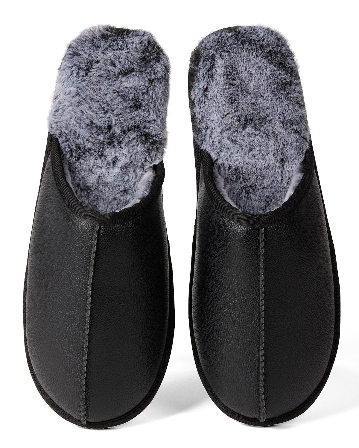 Men's Plush-Lined Vegan Leather Scuff Slipper