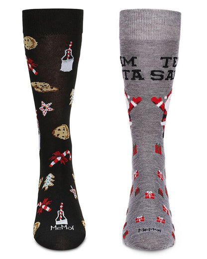 2 Pair Men's Rayon Blend Christmas Holiday Novelty Crew Socks