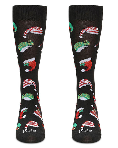 2 Pair Men's Rayon Blend Christmas Holiday Novelty Crew Socks