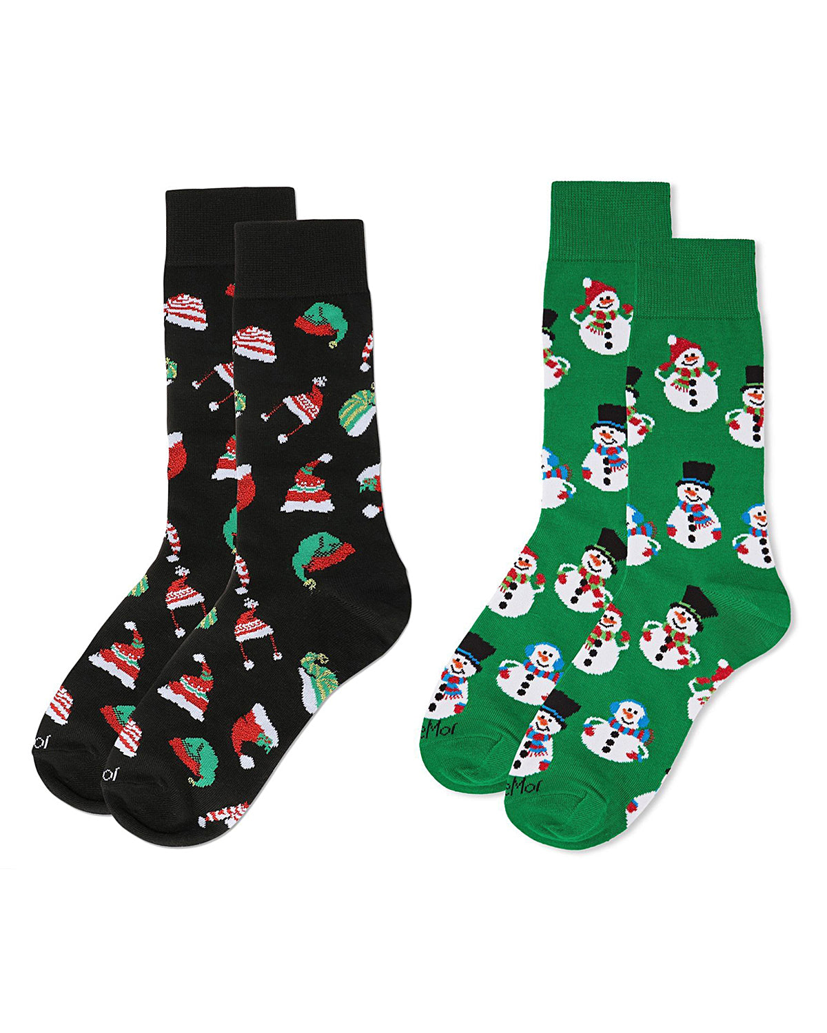 2 Pair Men's Rayon Blend Christmas Holiday Novelty Crew Socks