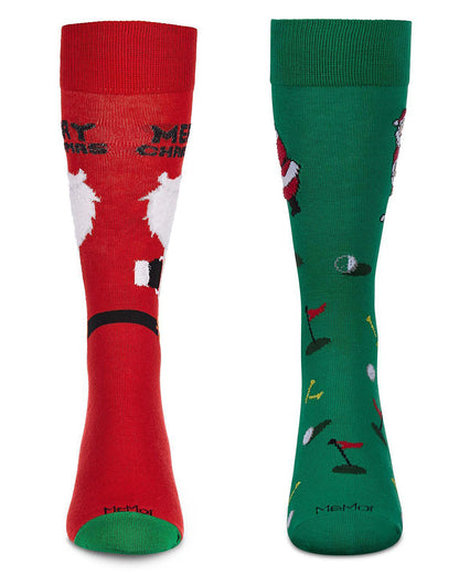 2 Pair Men's Rayon Blend Christmas Holiday Novelty Crew Socks