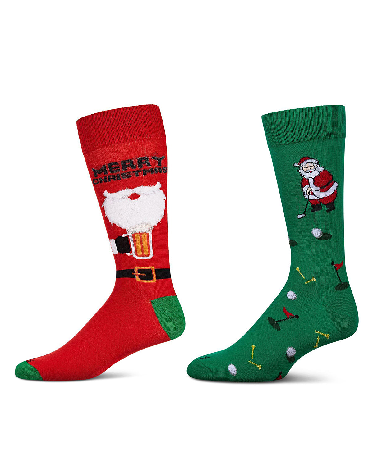 2 Pair Men's Rayon Blend Christmas Holiday Novelty Crew Socks