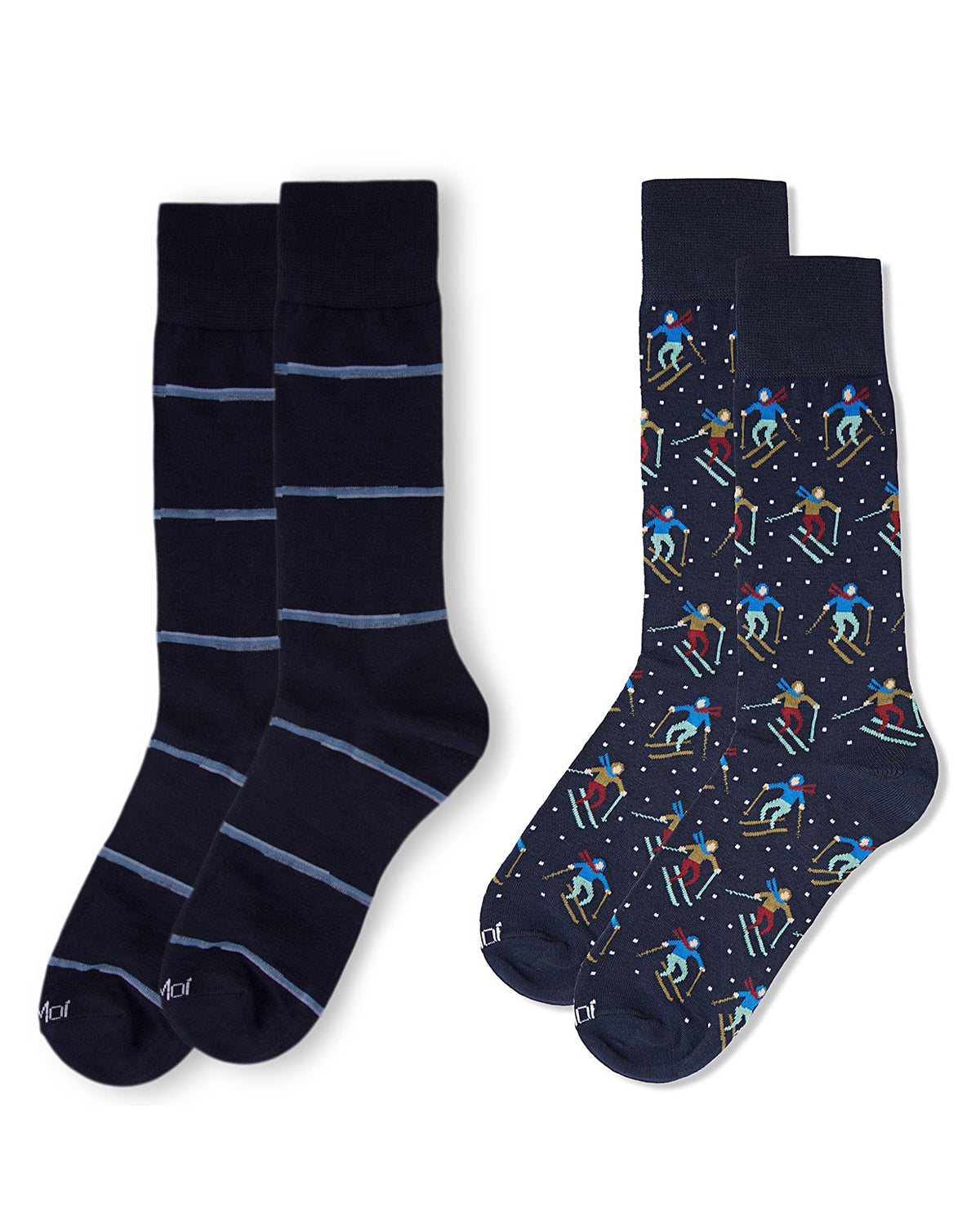 2 Pair Men's Sports-Themed Rayon-Blend Novelty Crew Socks