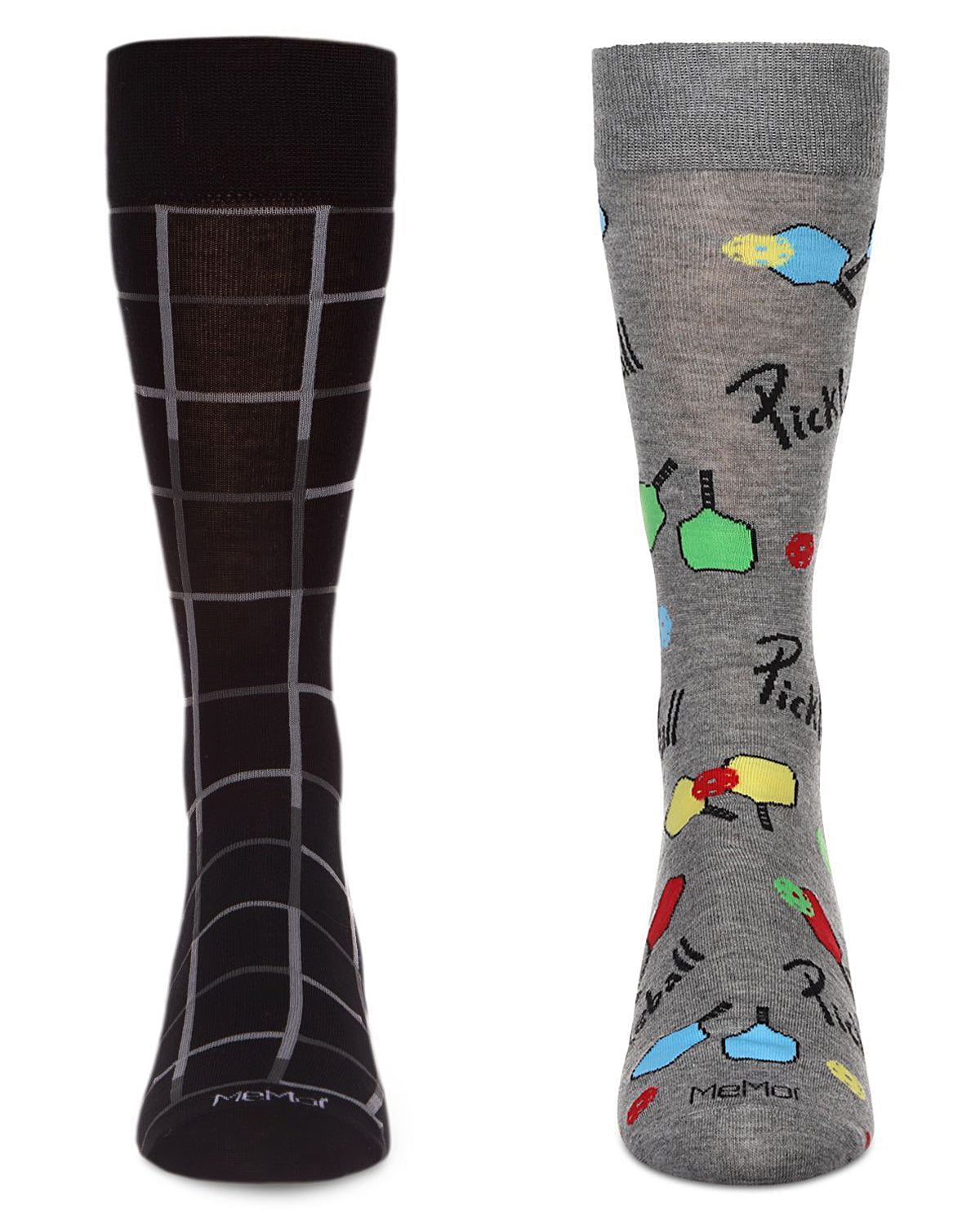 2 Pair Men's Sports-Themed Rayon-Blend Novelty Crew Socks
