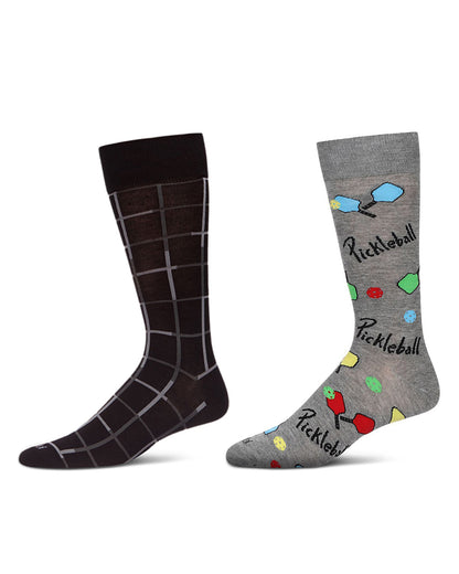 2 Pair Men's Sports-Themed Rayon-Blend Novelty Crew Socks
