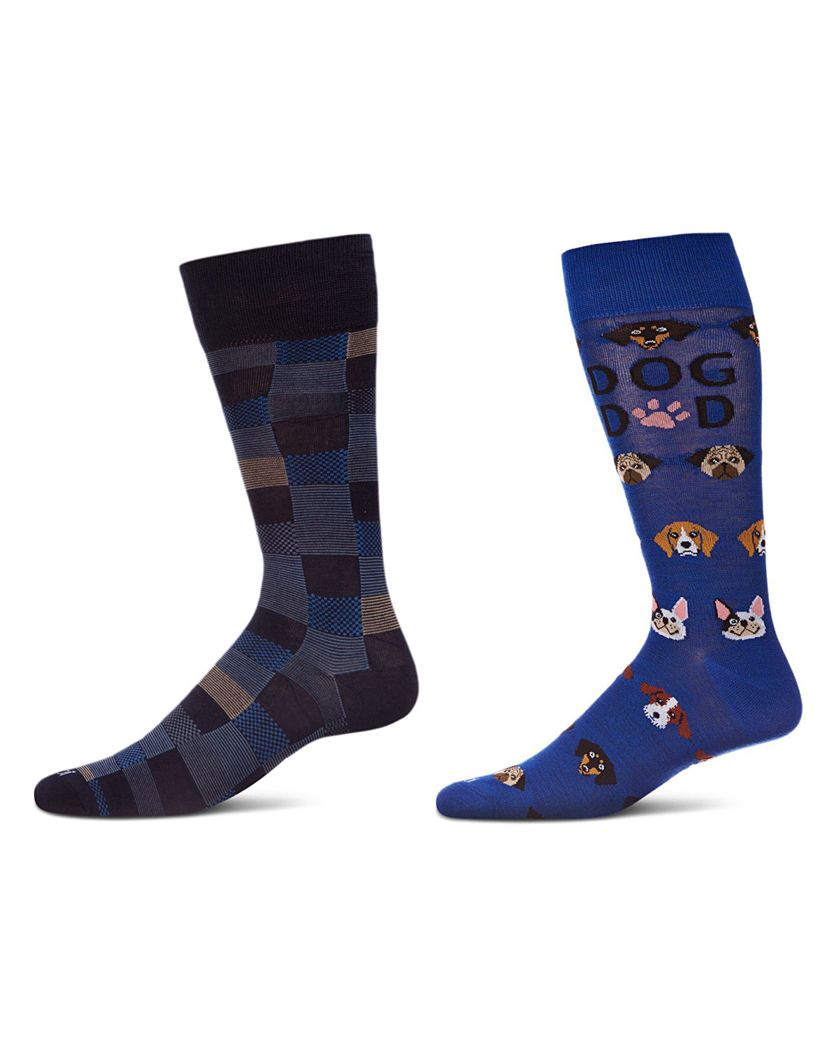 2 Pair Men's Rayon Blend Assorted Novelty Crew Socks