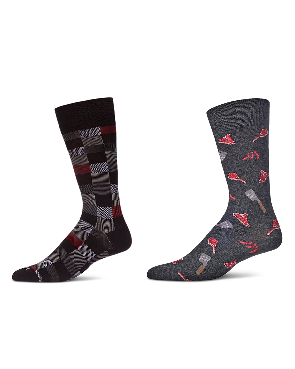 2 Pair Men's Rayon Blend Assorted Novelty Crew Socks