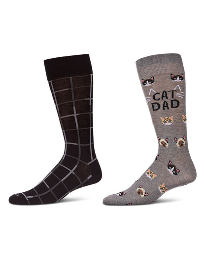 2 Pair Men's Rayon Blend Assorted Novelty Crew Socks