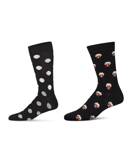 2-Pair Men's Cashmere Blend Assorted Novelty Crew Socks