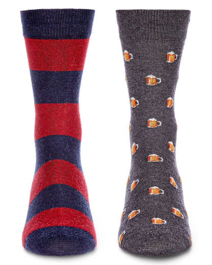 2-Pair Men's Cashmere Blend Assorted Novelty Crew Socks