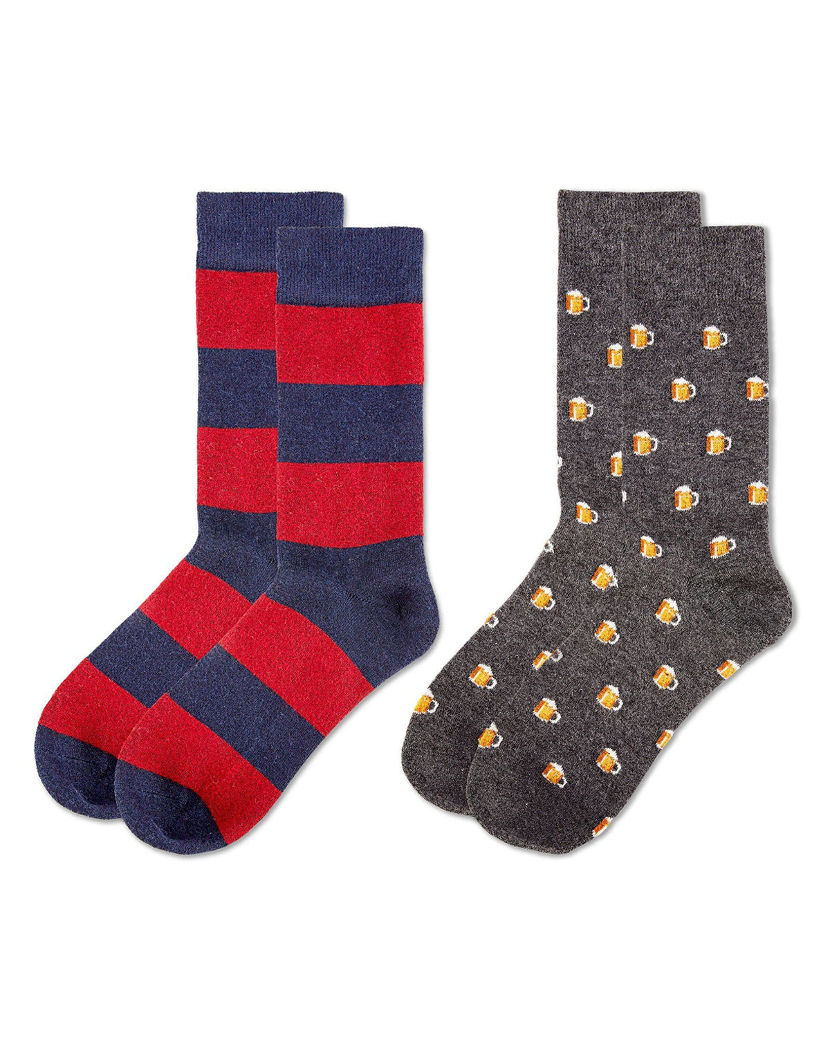 2-Pair Men's Cashmere Blend Assorted Novelty Crew Socks