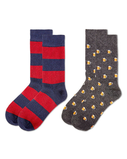 2-Pair Men's Cashmere Blend Assorted Novelty Crew Socks