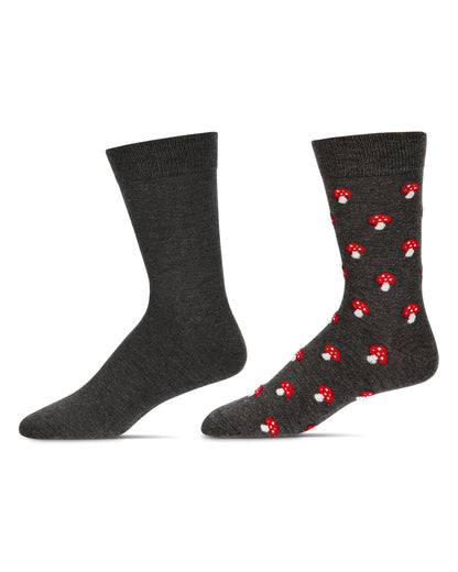 2-Pair Men's Cashmere Blend Assorted Novelty Crew Socks