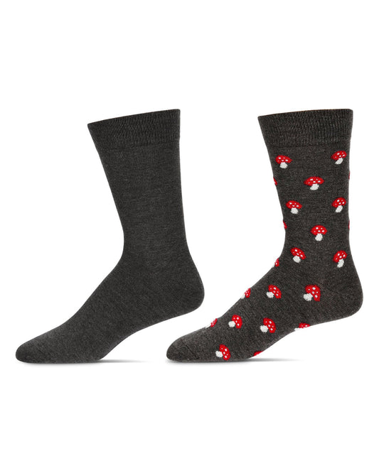 2-Pair Men's Cashmere Blend Assorted Novelty Crew Socks