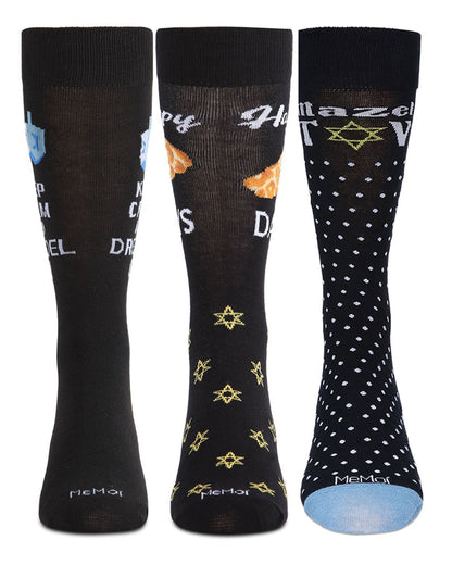 3 Pair Men's Hanukkah Novelty Crew Socks