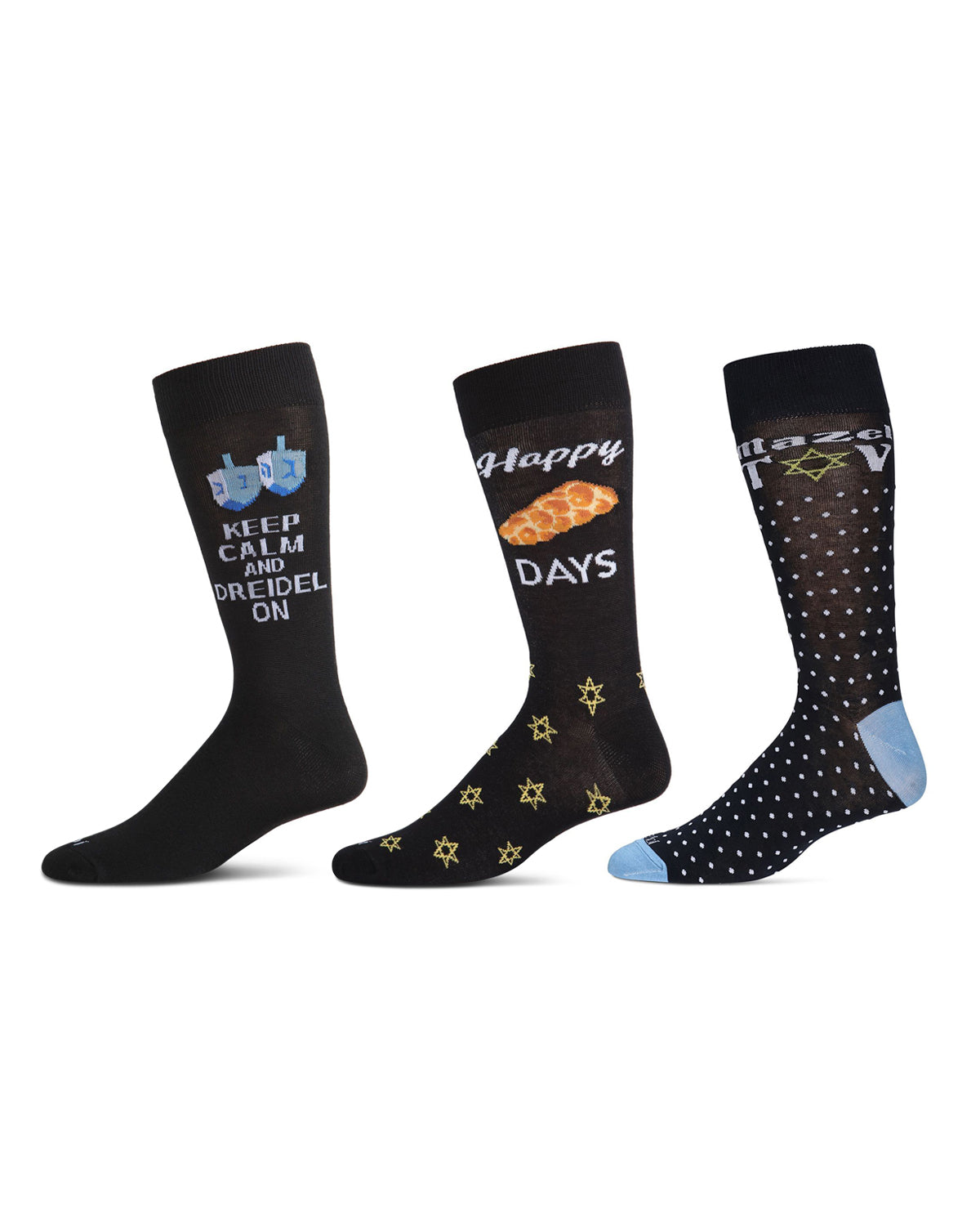 3 Pair Men's Hanukkah Novelty Crew Socks