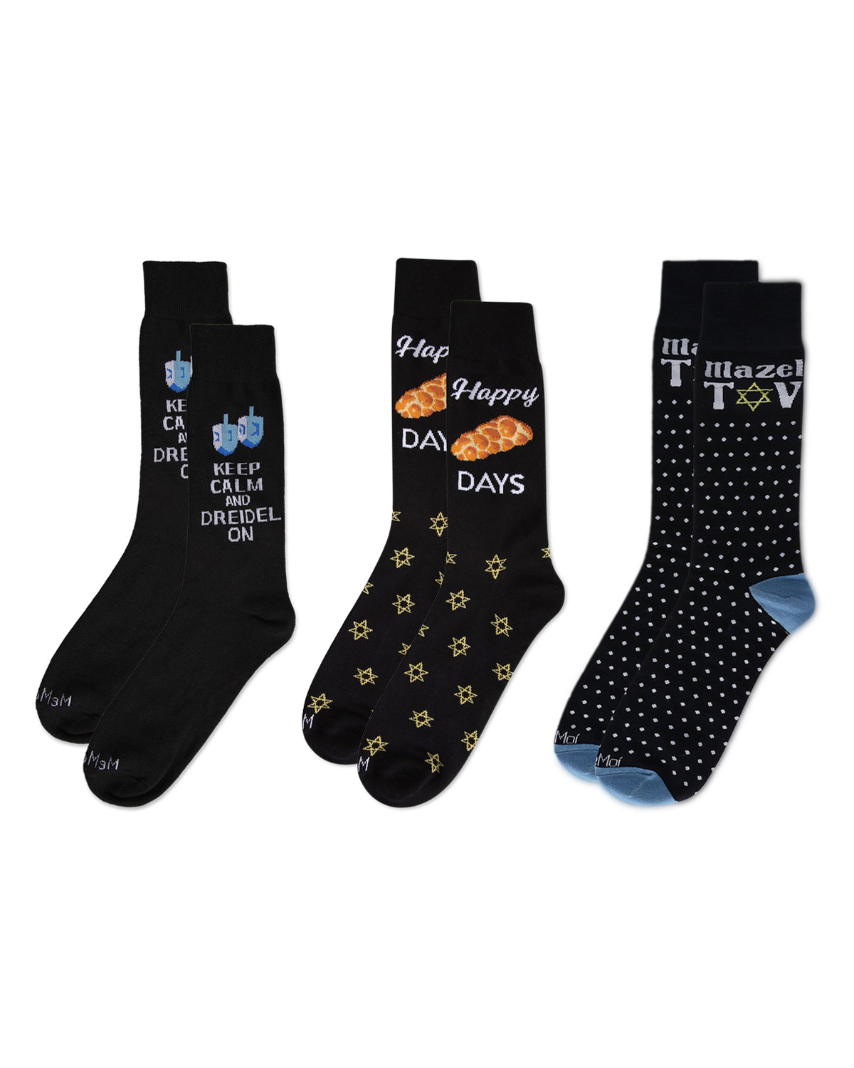 3 Pair Men's Hanukkah Novelty Crew Socks