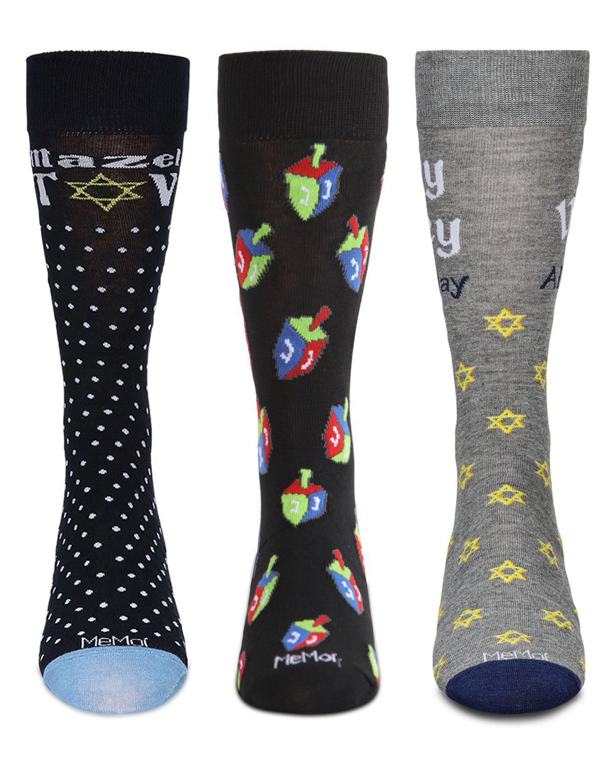 3 Pair Men's Hanukkah Novelty Crew Socks