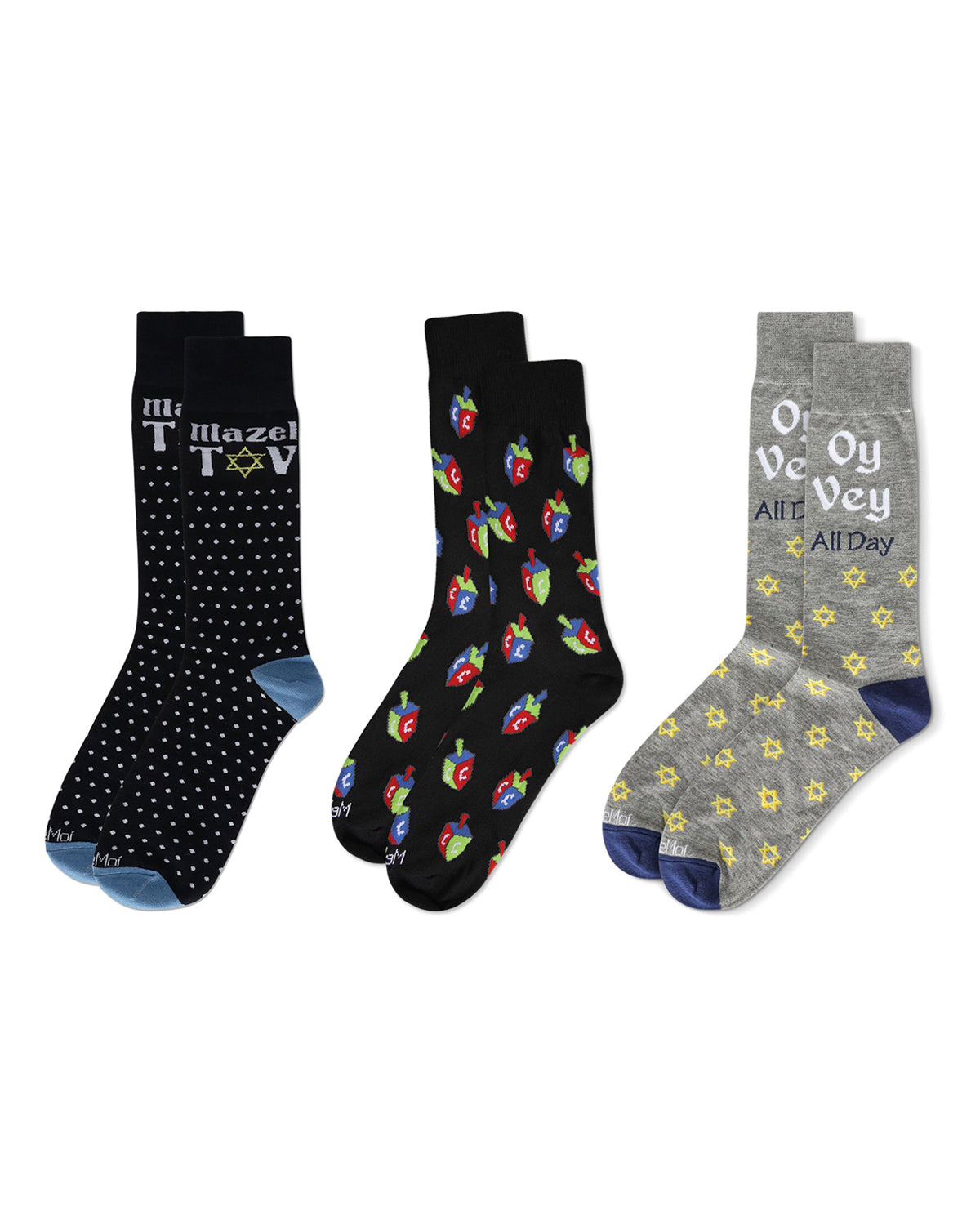 3 Pair Men's Hanukkah Novelty Crew Socks