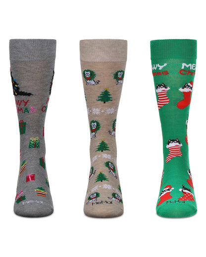 3 Pair Men's Christmas Novelty Crew Socks
