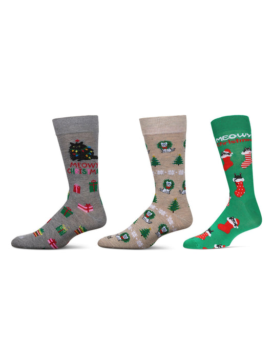 3 Pair Men's Christmas Novelty Crew Socks