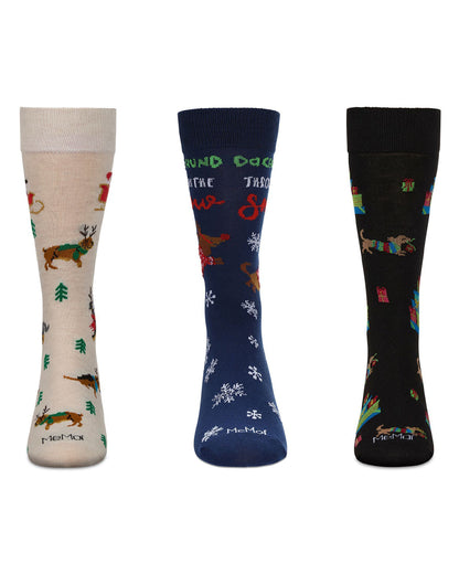 3 Pair Men's Christmas Novelty Crew Socks