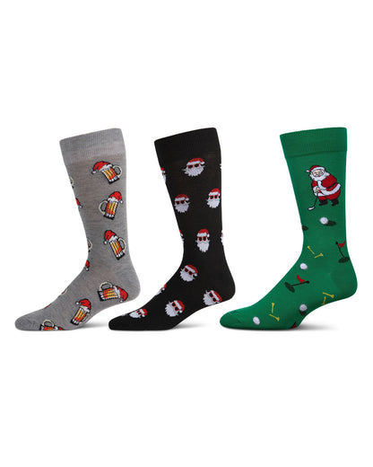 3 Pair Men's Christmas Novelty Crew Socks