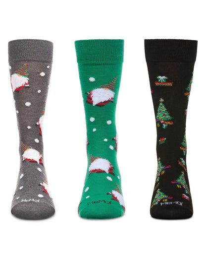 3 Pair Men's Christmas Novelty Crew Socks