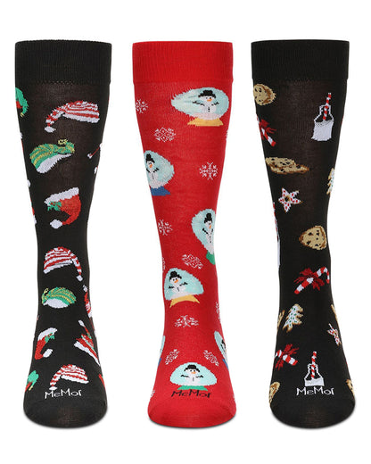 Men's 3 Pair Pack Holiday Novelty Crew Socks