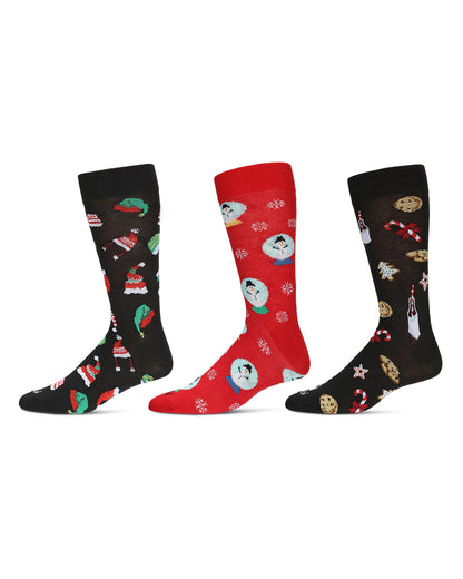 Men's 3 Pair Pack Holiday Novelty Crew Socks