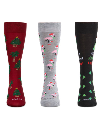 Men's 3 Pair Pack Holiday Novelty Crew Socks