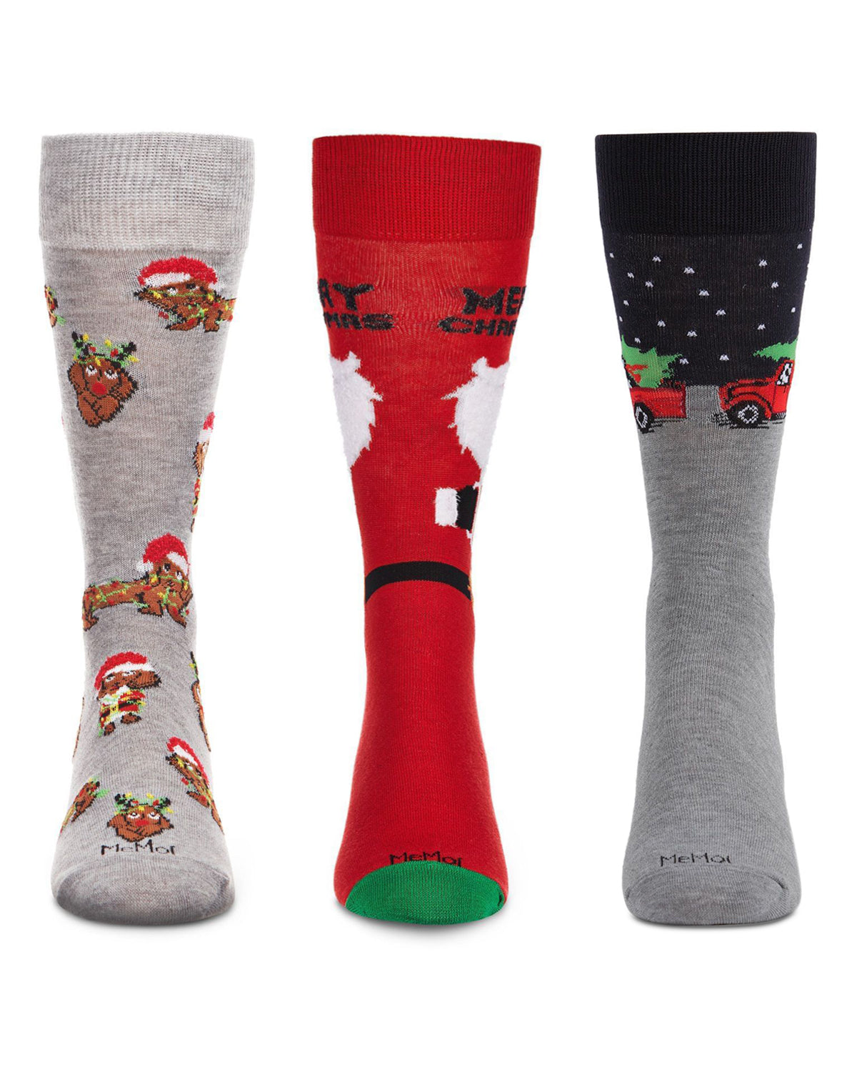 Men's 3 Pair Pack Holiday Novelty Crew Socks