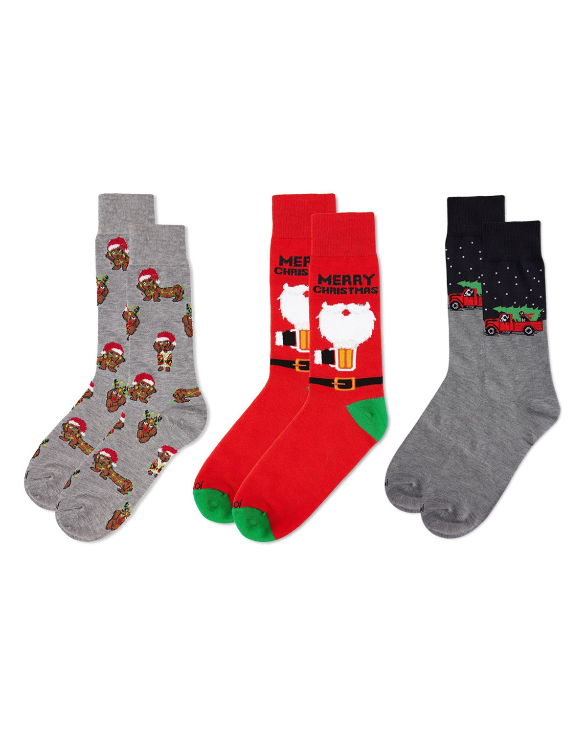 Men's 3 Pair Pack Holiday Novelty Crew Socks