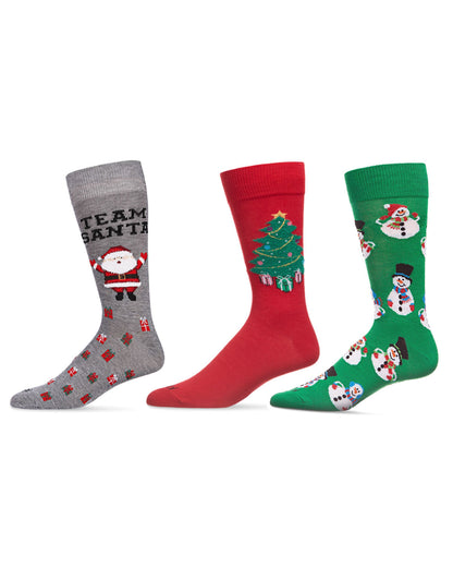Men's 3 Pair Pack Holiday Novelty Crew Socks