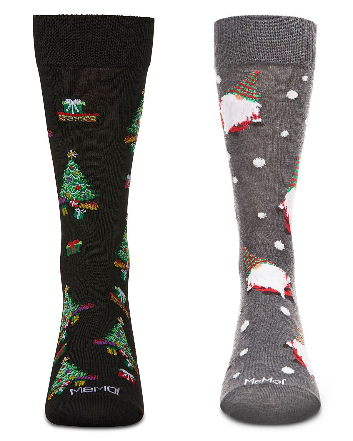 2 Pair Men's Rayon Blend Christmas Holiday Novelty Crew Socks