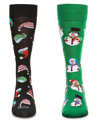 2 Pair Men's Rayon Blend Christmas Holiday Novelty Crew Socks
