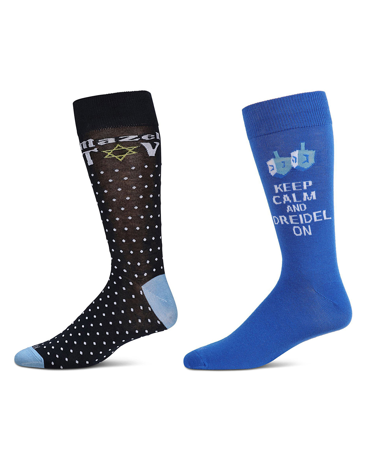 2 Pair Men's Rayon Blend Hanukkah Holiday Novelty Crew Socks