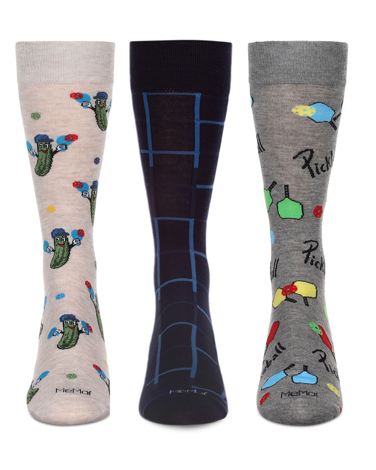 3 Pair Men's Sports-Themed Rayon-Blend Novelty Crew Socks
