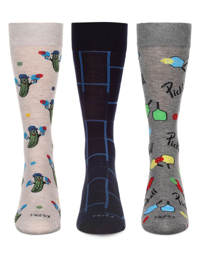3 Pair Men's Sports-Themed Rayon-Blend Novelty Crew Socks