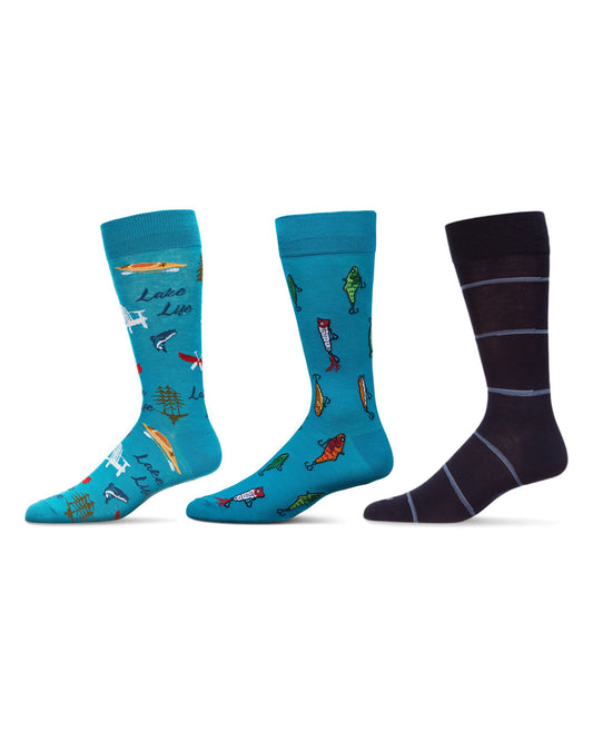 Men's 3 Pair Pack Novelty Hobbies Crew Socks