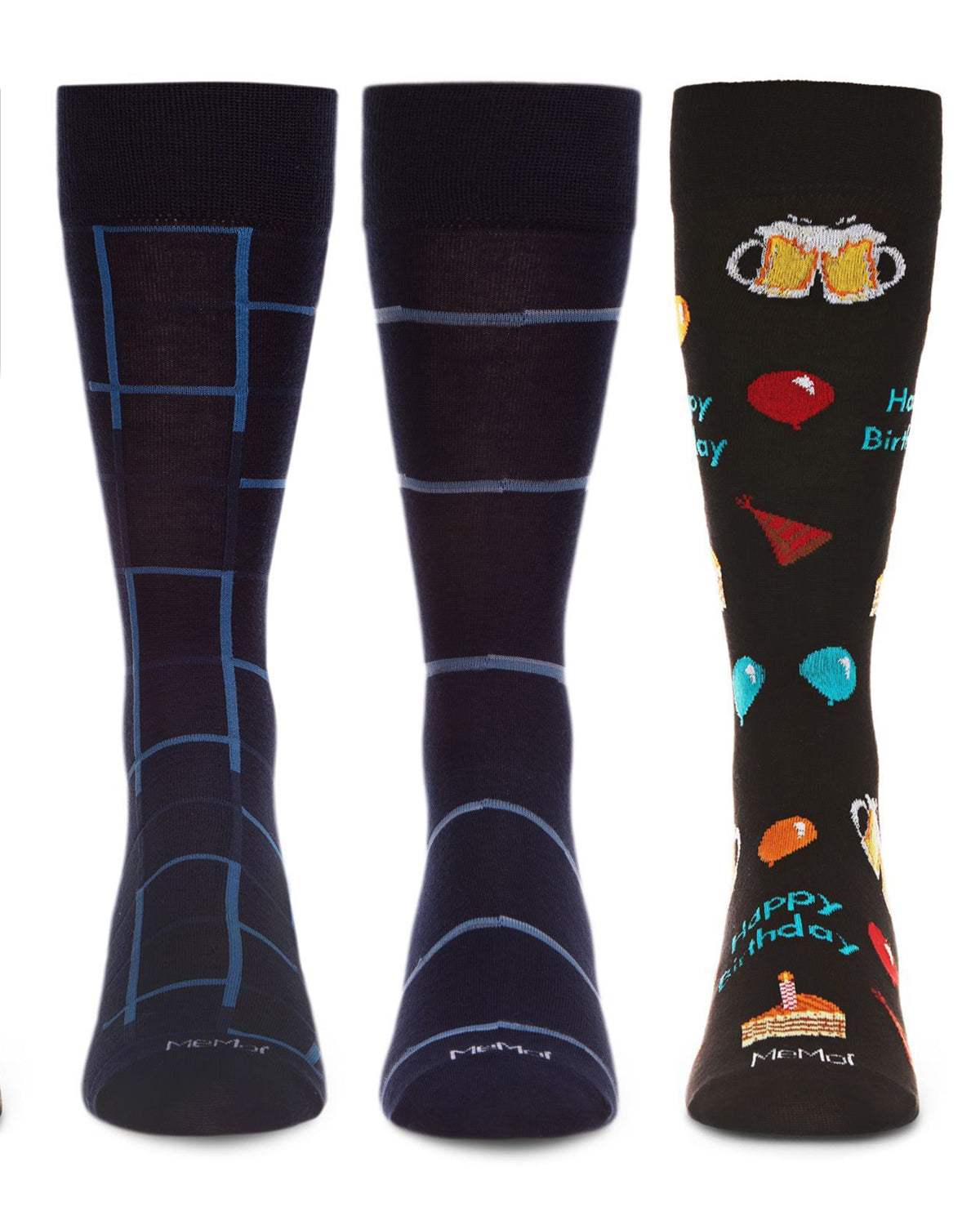 Men's 3 Pair Pack Novelty Happy Birthday Crew Socks