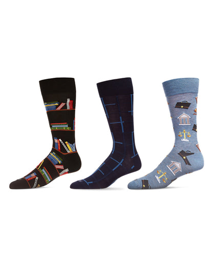 Men's 3 Pair Pack Novelty Professions Crew Socks